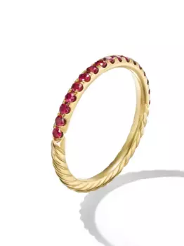 Кольцо Cable Collectibles из желтого золота с рубином (2 мм) David Yurman, золотой
