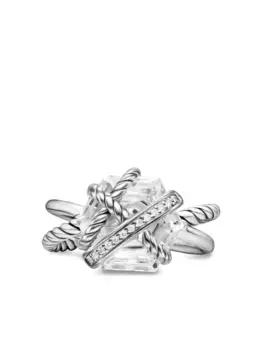 Кольцо Cable Wrap из стерлингового серебра с бриллиантами David Yurman, серебяный