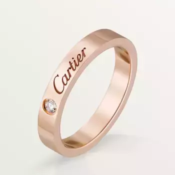 Кольцо Cartier C de Cartier Wedding Flat, 3 мм, розовое золото/бриллиант