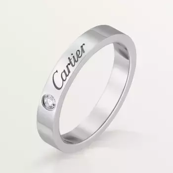 Кольцо Cartier C de Cartier Wedding Flat, 3 мм, платина/бриллиант