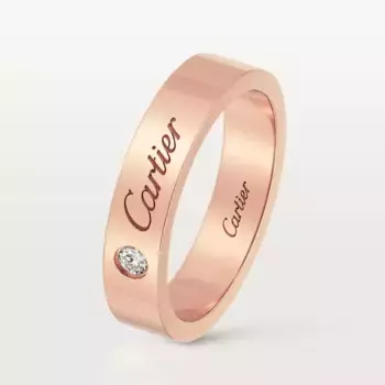 Кольцо Cartier C de Cartier Wedding Flat, 4 мм, розовое золото/бриллиант