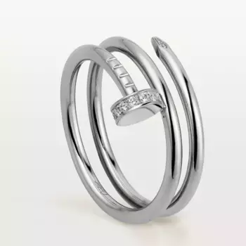 Кольцо Cartier Juste un Clou Double, белое золото/бриллианты