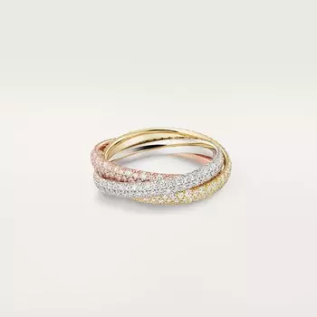 Кольцо Cartier Trinity Small Paved, золото/белое золото/розовое золото/бриллианты