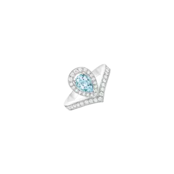 Кольцо Chaumet Josephine Aigrette из белого золота с бриллиантами и аквамарином