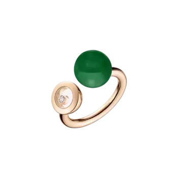Кольцо Chopard Happy Diamonds Planet - Кольцо, розовое золото, бриллианты, зеленый агат