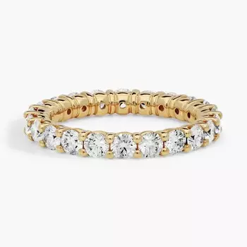 Кольцо Comfort Fit с круглым бриллиантом Eternity из 14-каратного желтого золота (2 карата) Blue Nile