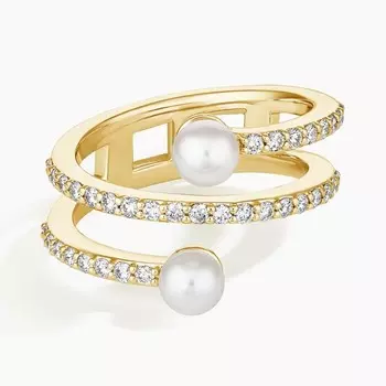 Кольцо Cosima с культивированным жемчугом и бриллиантами Brilliant Earth