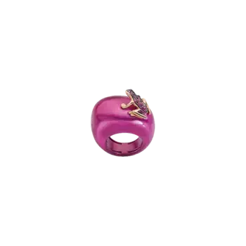 Кольцо Dada Arrigoni Happy frog цвета фуксии с розовым золотом и рубинами