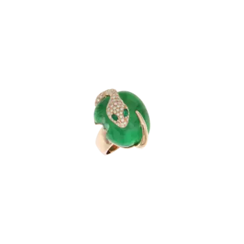 Кольцо Dada Arrigoni Malafemmina из розового золота 18 карат с бриллиантами, зеленым нефритом и изумрудами