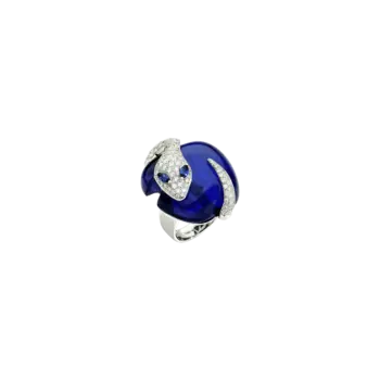 Кольцо Dada Arrigoni Malafemmina "Змея" из белого золота с бриллиантами, сапфирами и лазуритом