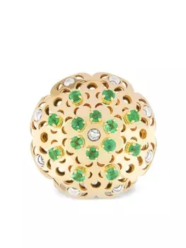 Кольцо Damasco из желтого золота с изумрудом Officina Bernardi, золотой