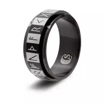 Кольцо для игральных костей - черное, размер 12 (Футарк), Dice Rings - Futhark