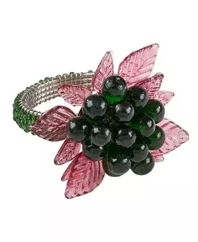 Кольцо для салфеток «Цветы и листья» с бисером, набор из 4 шт Saro Lifestyle, зеленый