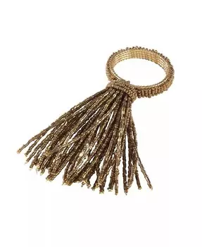 Кольцо для салфеток для мероприятий с декором из бисера, набор из 4 шт Saro Lifestyle, золото