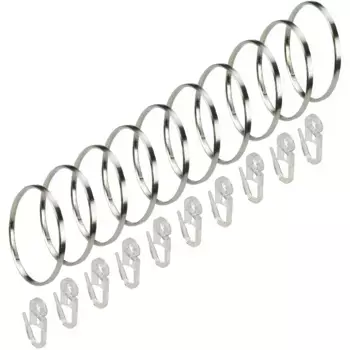 Кольцо для штор Liedeco (10 шт. в упаковке, с крючками для складок), для карнизов 28 мм, цвет edelstahlfarben