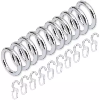 Кольцо для штор Liedeco (10 шт. в упаковке, с крючками для складок), для карнизов 28 мм, цвет chromfarben