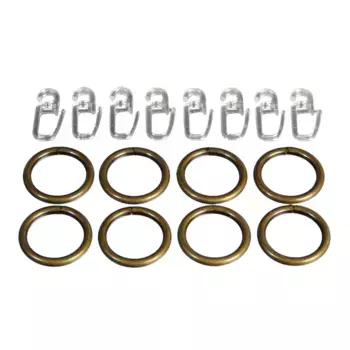 Кольцо для штор Liedeco, (комплект, 8 шт., с крючками-плиссе), для карнизов 16 мм, цвет messingfarben