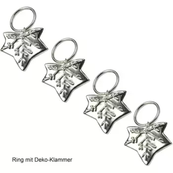 Кольцо для штор Liedeco «Лист», (4 шт. в упаковке, с декоративным зажимом), для карнизов 16 мм, цвет chromfarben