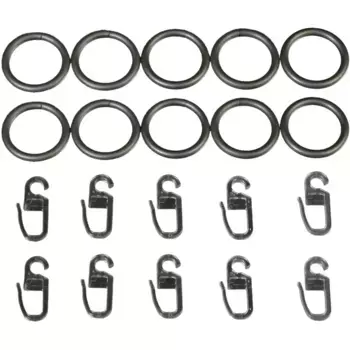 Кольцо для штор Liedeco, (набор, 10 шт., с крючками-плиссе), для карнизов 20 мм, цвет silberfarben