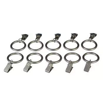 Кольцо для штор Liedeco, (набор, 10 шт., с зажимами), для карнизов 16 мм, цвет chromfarben