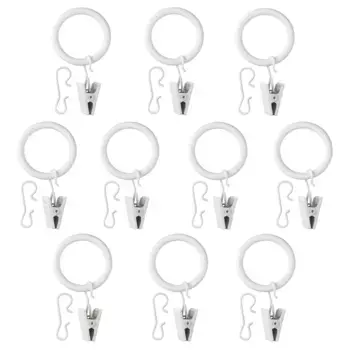 Кольцо для штор с зажимом и крючком, белое, 25 мм, 10 шт. SYRLIG IKEA
