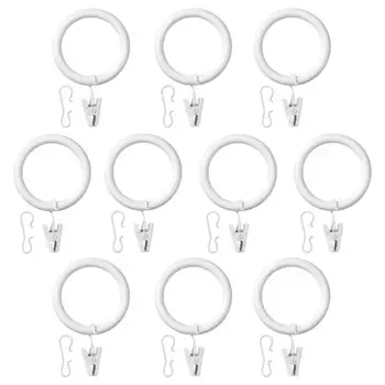 Кольцо для штор с зажимом и крючком, белое, 38 мм, 10 шт. SYRLIG IKEA