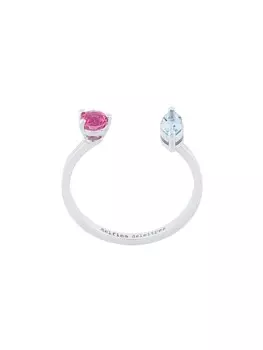 Кольцо Dots из белого золота с аквамарином и турмалином Delfina Delettrez, металлик