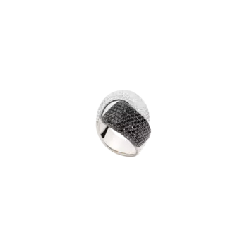 Кольцо embrace из белого золота с белыми и черными бриллиантами Vhernier