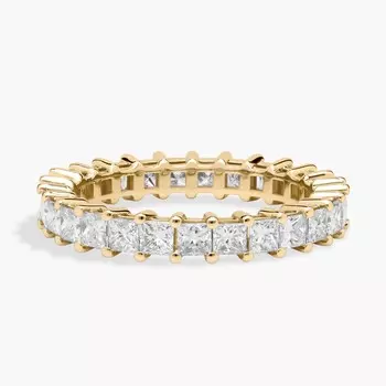 Кольцо Eternity с выращенным в лаборатории бриллиантом огранки «Принцесса» из желтого золота 14 карат (2 карата Tw. - FG / VS2-SI1) Blue Nile