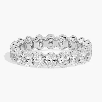 Кольцо Eternity с выращенным в лаборатории бриллиантом овальной огранки из белого золота 14 карат (3 карата Tw. - FG / VS2-SI1) Blue Nile