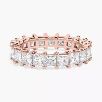 Кольцо Eternity с выращенным в лаборатории бриллиантом огранки «Принцесса» из розового золота 14 карат (3 карата, двойной - FG / VS2-SI1) Blue Nile