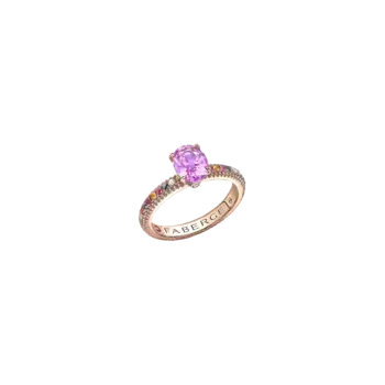 Кольцо Faberg Colours of love из розового золота с розовым сапфиром и разноцветными драгоценными камнями