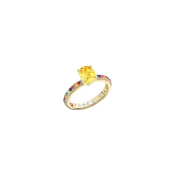 Кольцо Faberg из желтого золота с желтым сапфиром и разноцветными драгоценными камнями
