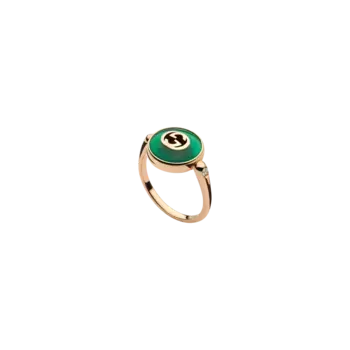 Кольцо Gucci Interlocking из розового золота и зеленого агата