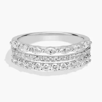 Кольцо из 3 рядов, белое золото 18 карат (3/4 карата, двойной цвет) Blue Nile