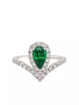 Кольцо из белого золота 18 карат с изумрудом HYT Jewelry, серебряный