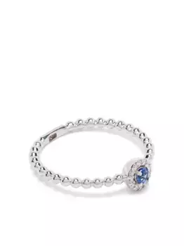 Кольцо из белого золота с бриллиантами и сапфиром ROSEKEY, серебяный