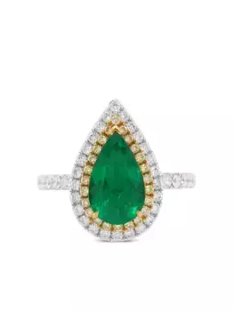 Кольцо из белого золота с бриллиантами и изумрудом HYT Jewelry, серебяный