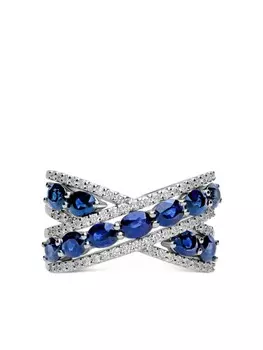 Кольцо из белого золота с бриллиантами и сапфиром LEO PIZZO, серебряный