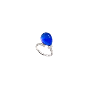 Кольцо из белого золота с бриллиантами и кристаллом лазурита Vhernier