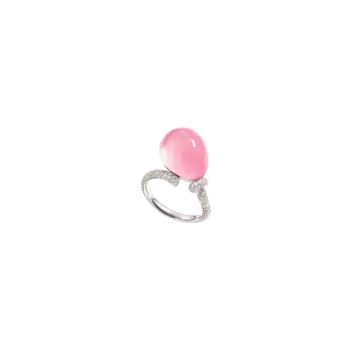 Кольцо из белого золота с бриллиантами и кристаллом родонита Vhernier