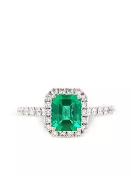 Кольцо из белого золота с изумрудом и бриллиантами HYT Jewelry, серебряный