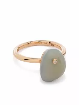 Кольцо из розового золота с бриллиантом и камнем Tirisi, розовый