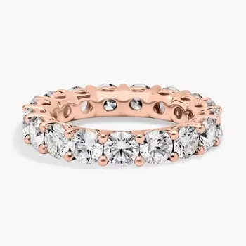 Кольцо-корзинка с низким куполом и выращенными в лаборатории бриллиантами из розового золота 14 карат (4 карата, двойной - FG / VS2-SI1) Blue Nile