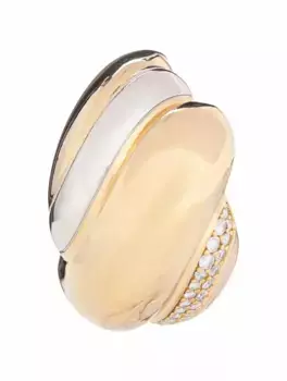 Кольцо-купол с кристаллами Saint Laurent, золотистый