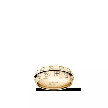 Кольцо Le Damier de Louis Vuitton Large, желтое золото и бриллианты, золотой