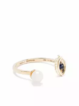 Кольцо Micro-Eye Piercing из желтого золота с сапфиром и жемчугом Delfina Delettrez, золотой