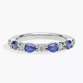 Кольцо на годовщину с чередующимися грушевидными сапфирами и бриллиантами из 14-каратного белого золота (1/5 карата). Blue Nile