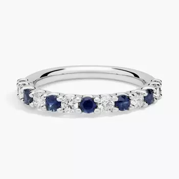 Кольцо на годовщину с сапфиром и бриллиантами Luna из 14-каратного белого золота (2,1 мм) Blue Nile