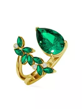 Кольцо Open Petal and Raindrop Cocktail Lark & Berry, золотой